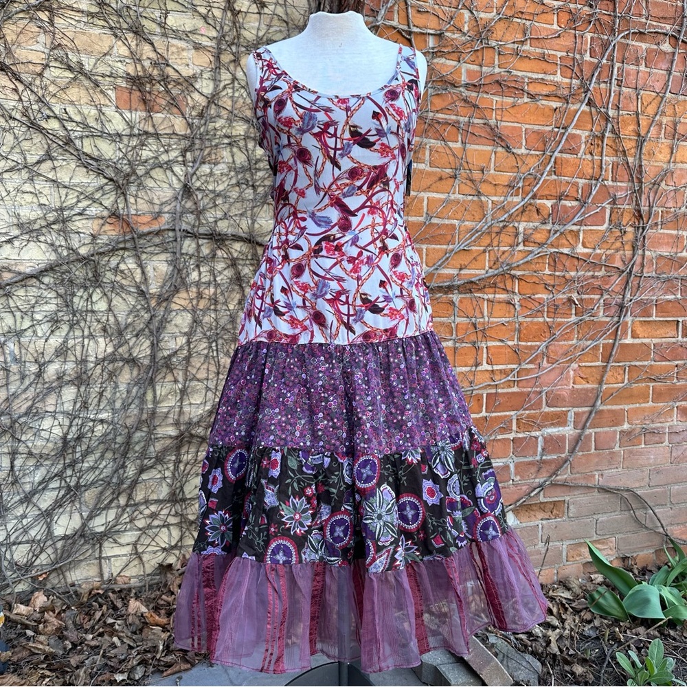 Burgundy Magenta Purple EMBODY Dress Flared Boho Festival Small